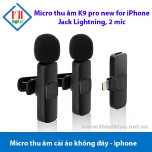 Mic thu âm không dây K9 New (Jack Lightning, 2 mic) K9 New wireless recording mic (Jack Lightning, 2 mics)